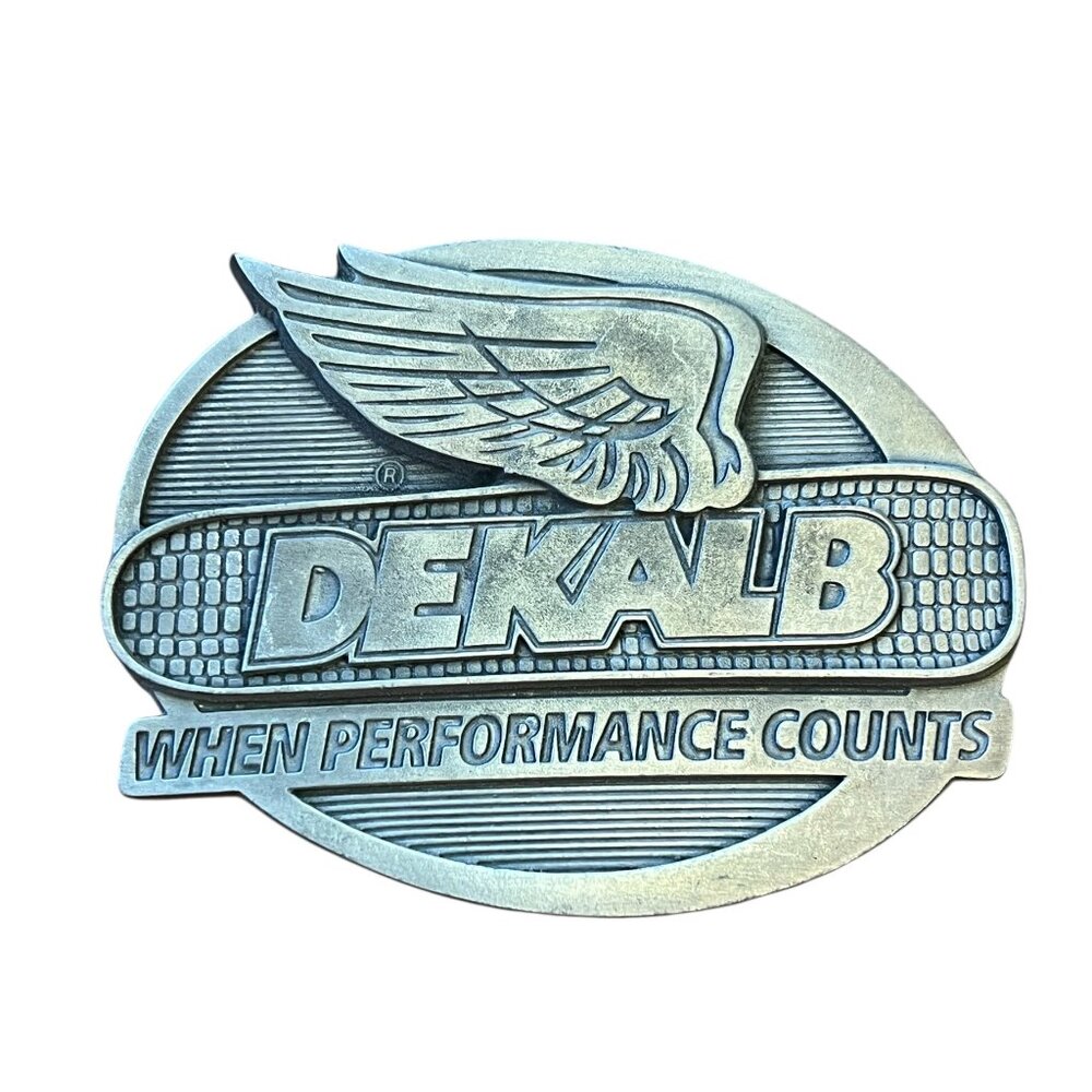 Vintage Dekalb Belt Buckle Farmer Agriculture When Performance Counts Corn/Seeds